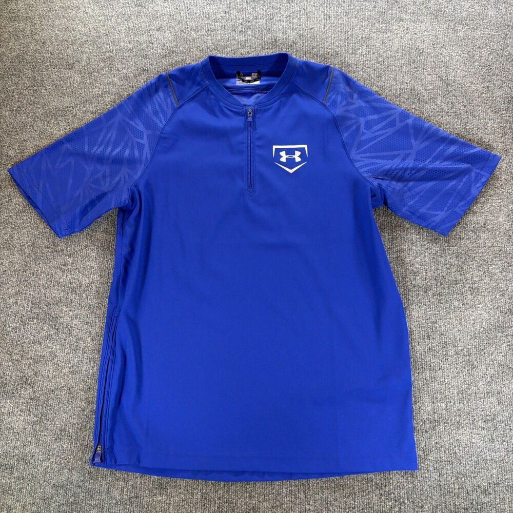 Under Armour Mens Short Sleeve Cage Jacket 1/4 Zip Pullover ROYAL BLUE SZ Small